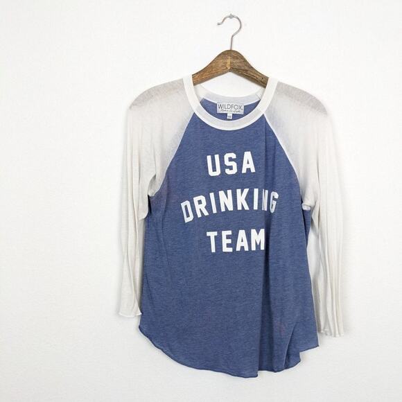 Wildfox Couture Blue 'USA Drinking Team' Graphic Tee Size XS - Picture 3 of 8